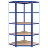 5-Layer Corner Shelf Blue Steel and Engineered Wood